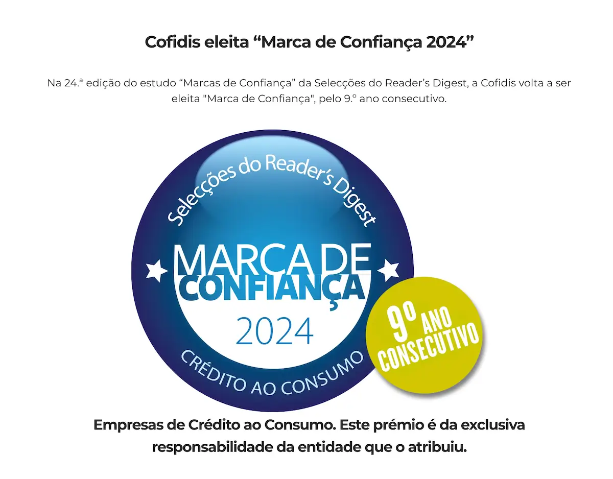 prémio de Marcas de Confiança da Cofidis - Financeira de crédito pessoal em Portugal